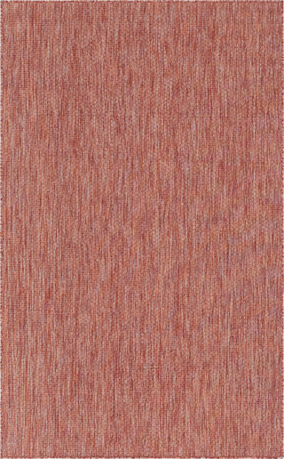 Unique Loom Rust Red Solid Outdoor 5' 0 x 8' 0 Area Rug