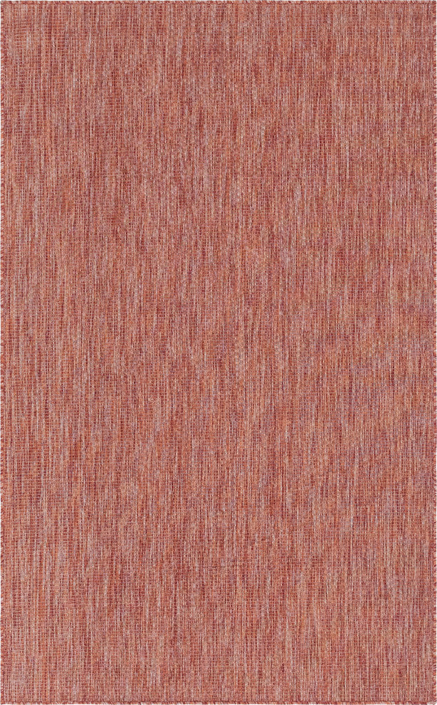 Unique Loom Rust Red Solid Outdoor 5' 0 x 8' 0 Area Rug