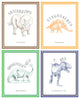 Classic Dinosaur Collection, Paper Print, 11"x14", 4 Piece Set