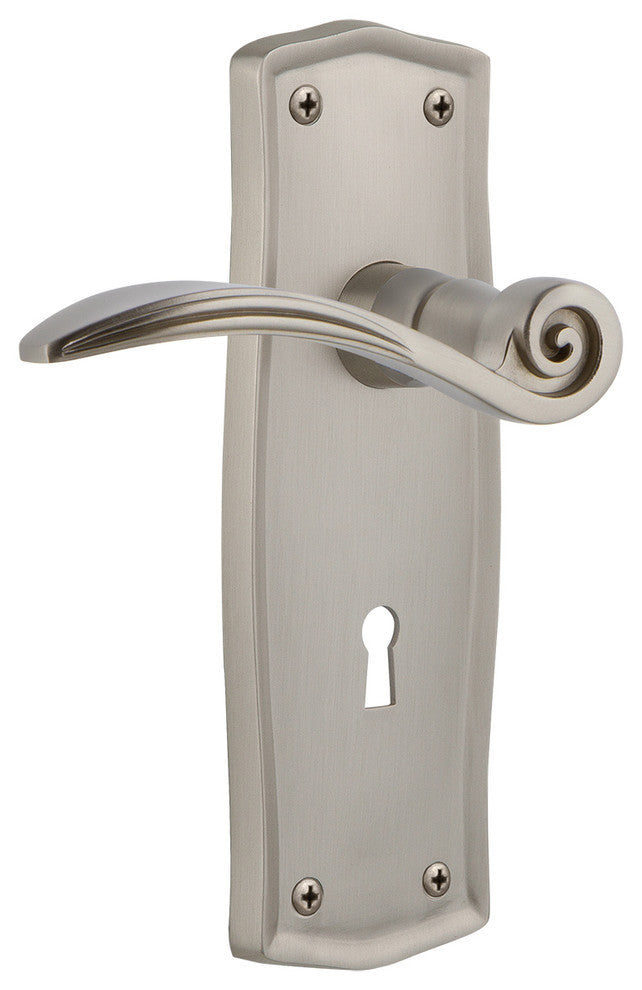 Prairie Plate With Keyhole Swan Lever, Satin Nickel, Double Dummy, Non-Handed