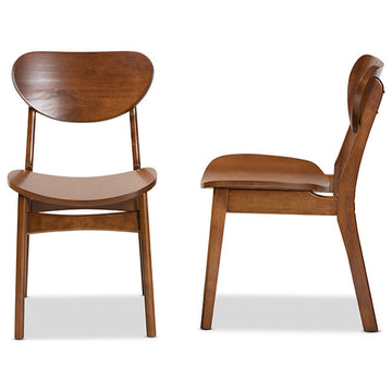 Kobell Mid-Century Modern Walnut Brown Wood Dining Chair, Set of 2