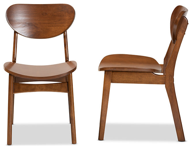 Kobell Mid-Century Modern Walnut Brown Wood Dining Chair, Set of 2
