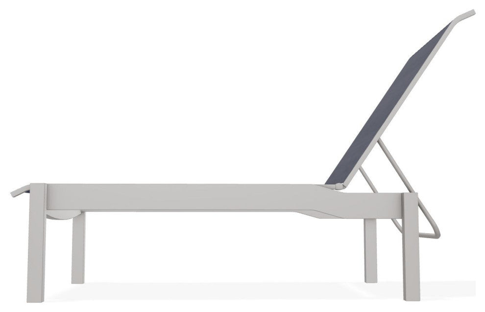 Leeward Sling Stackable Outdoor Chaise Lounge, Collect Indigo/Warm Gray