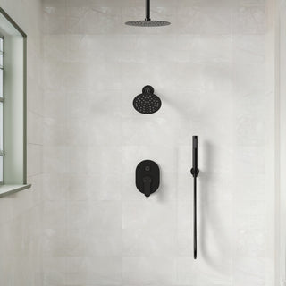 Dual Heads 10" & 6" Rainfall Shower Faucet with Handheld Shower, Matte Black