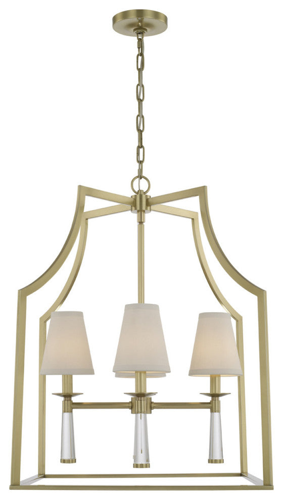 Crystorama 8864-AG, 4-Light Chandelier, Aged Brass