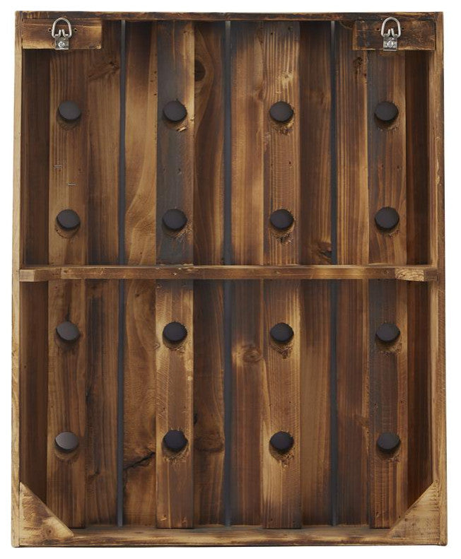 Brown Wood Rustic Wall Wine Rack