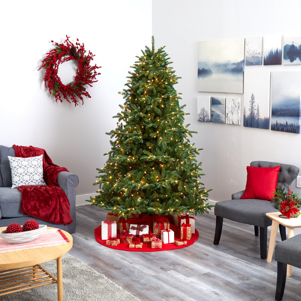 7' South Carolina Spruce Faux Xmas Tree W/500 White Lights & Bendable Branches