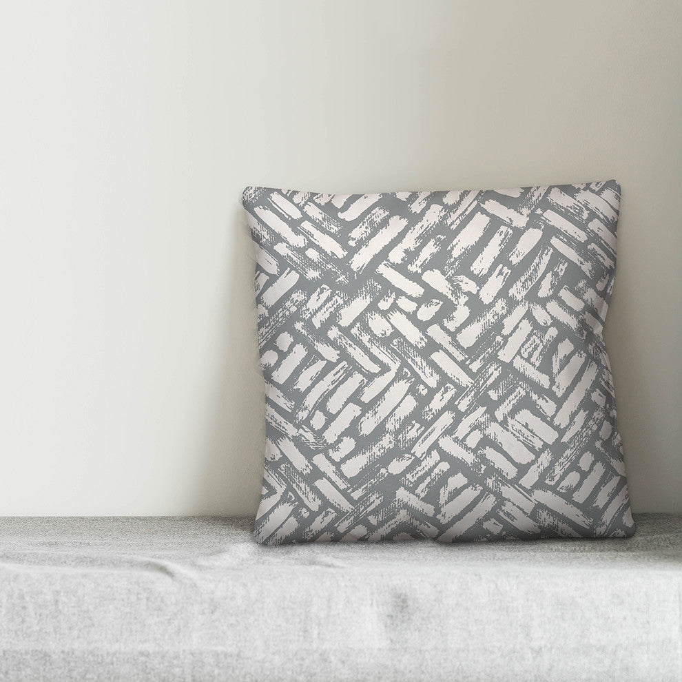 Grey Abstract Strokes 20x20 Throw Pillow