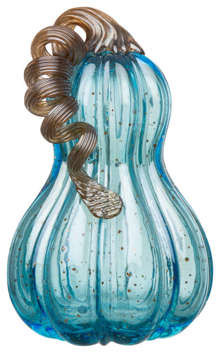 Set of 3, Blue Glass Pumpkin