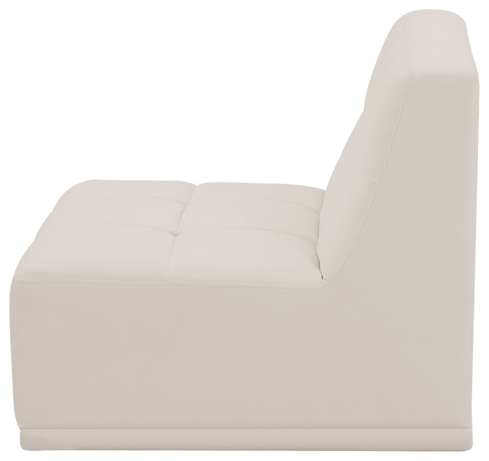 Relax Velvet Upholstered Armless Chair, Cream