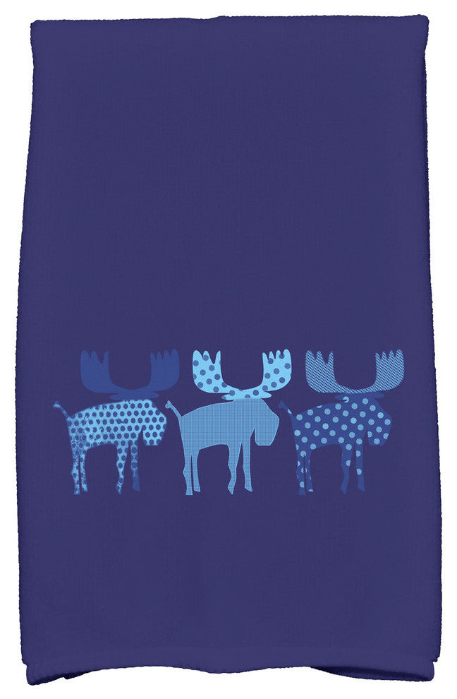 Merry Moose Holiday Animal Print Kitchen Towel, Blue