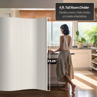 6' Tall Bamboo Wave Screen, White
