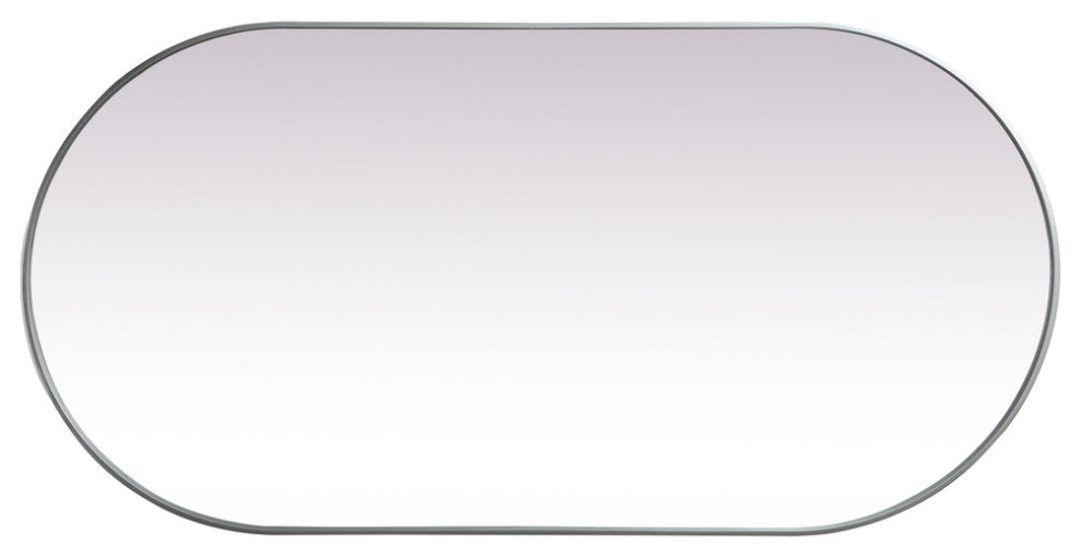 Home Living Metal Frame Oval Mirror 36x72 Inch, Silver