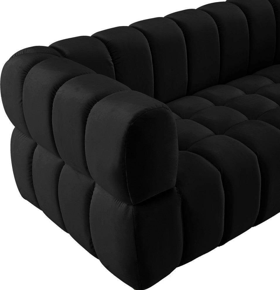 Gwen Velvet Upholstered Chair, Black, Loveseat