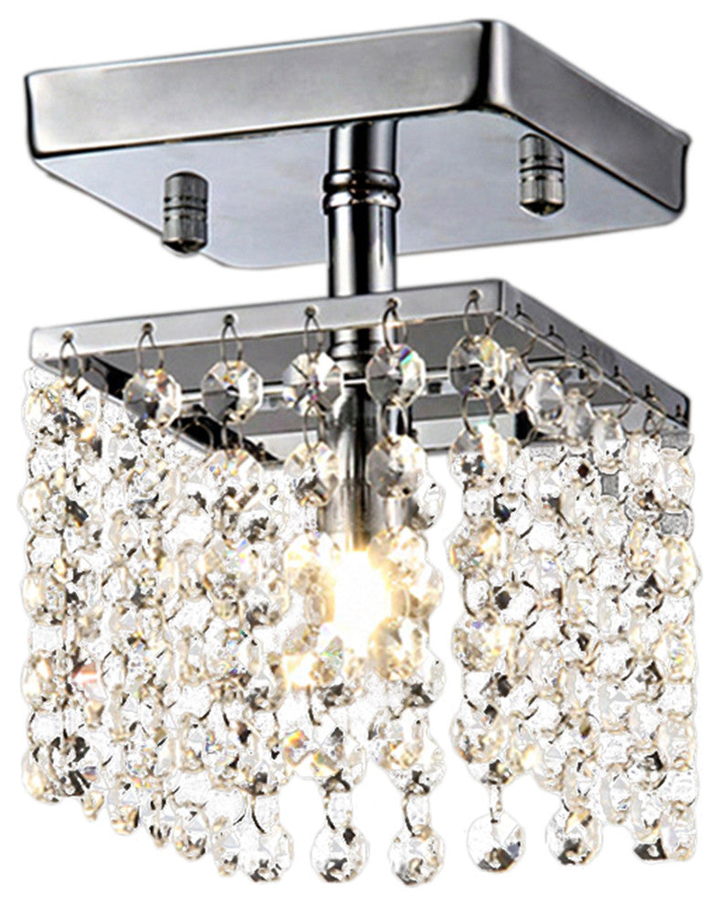 Jhea 1-Light Crystal 5" Chandelier, Chrome