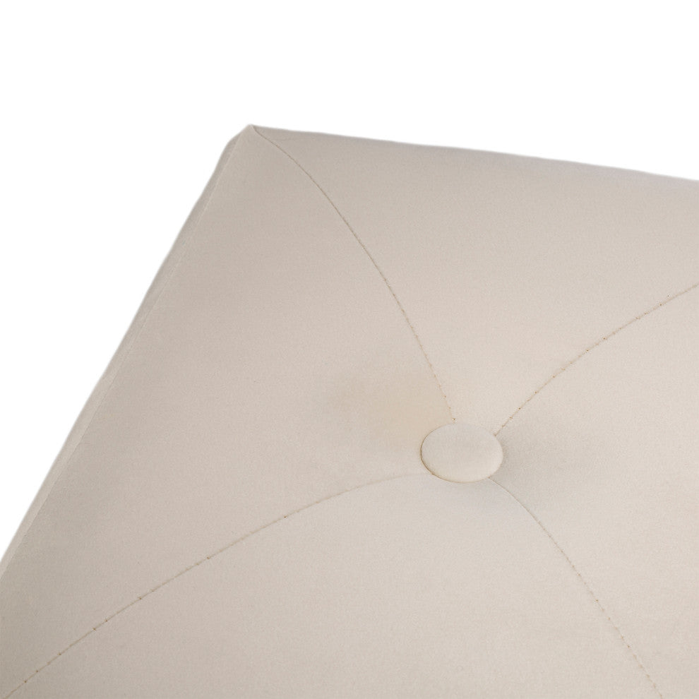 19.69"L Velvet Upholstered Storage Stool, Seashell White