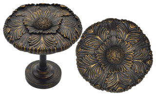 Large Dahlia Medallion Drapery Holdback, Burnt Gold