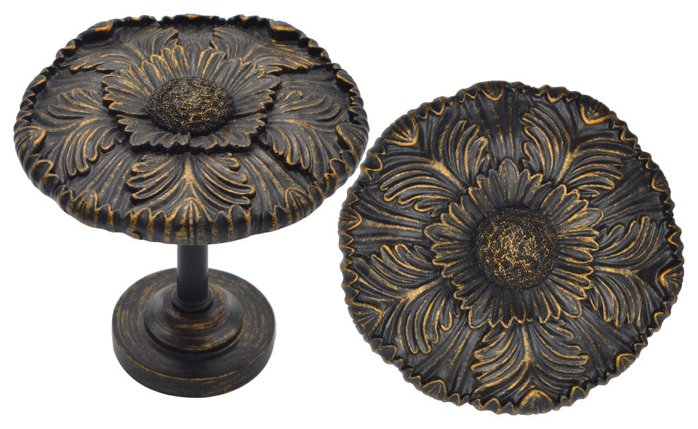 Large Dahlia Medallion Drapery Holdback, Burnt Gold
