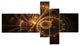 Green Fractal Flower in Dark, Yellow, Floral Art Canvas Print, 60"x32", 5 panels
