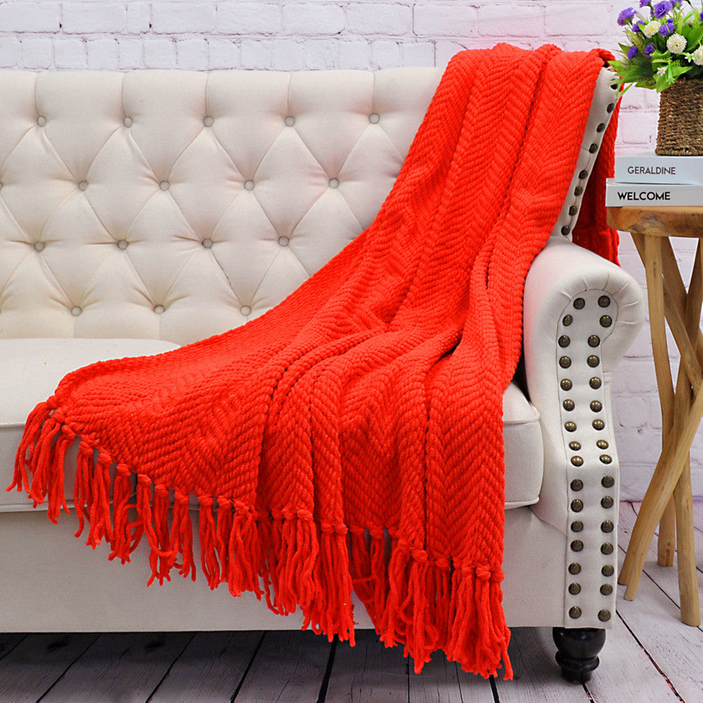 Tweed Knitted Throw Blanket, Fiesta, 50"x60"