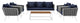 Modern Outdoor Sofa, Chair and Coffee Table Set, Aluminum Fabric, Navy White