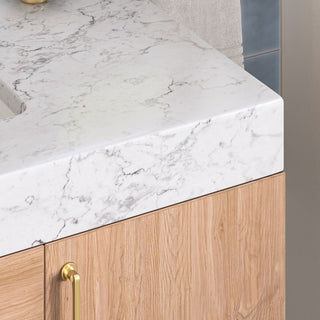 Bahia Bath Vanity, Oak, 84", Brushed Gold Hardware, Double, Freestanding