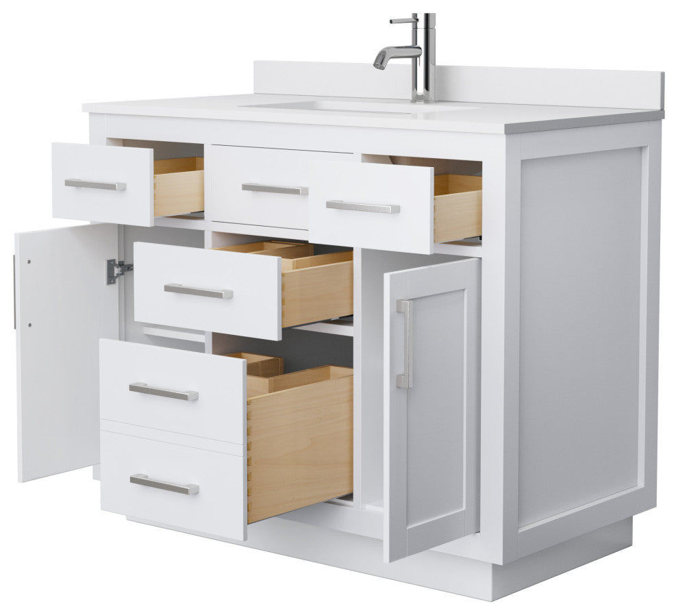 Beckett TK 42" Single Vanity,  Cultured Top, Nickel Trim
