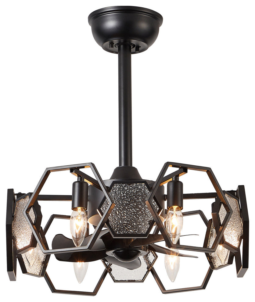 Bella Depot 19" Black Ceiling Fan with Remote and Light 6-speed