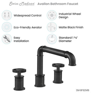 Avallon Widespread, Double Handle, Bathroom Faucet, Matte Black