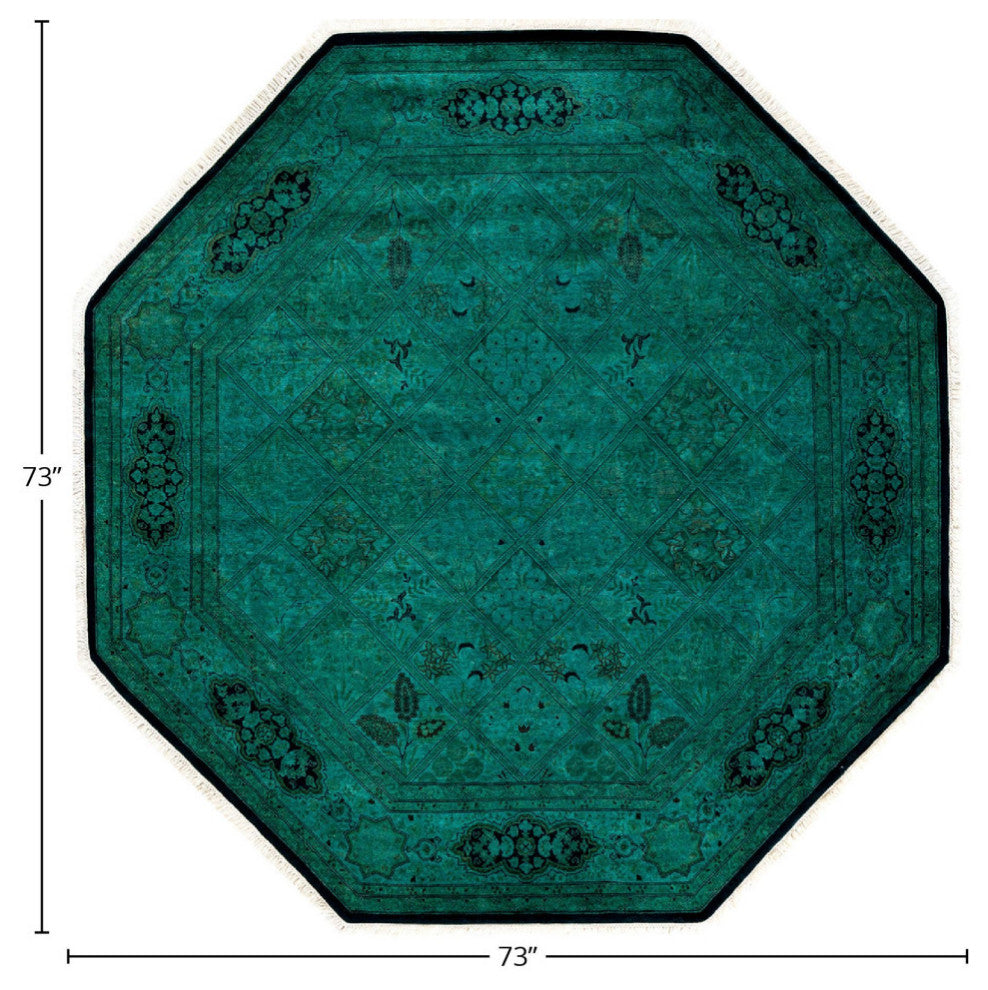 Fine Vibrance, One-of-a-Kind Hand-Knotted Area Rug Green, 6'1"x6'1"