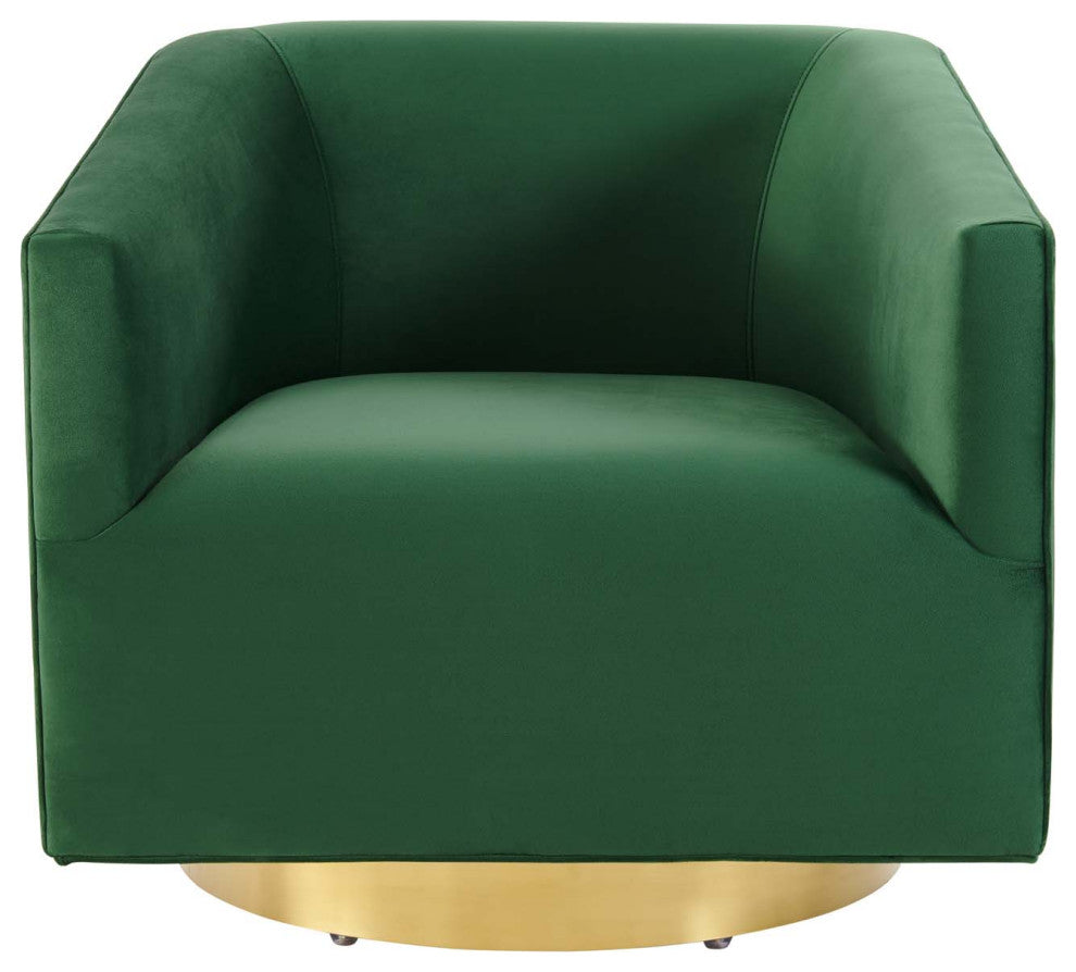 Armchair Accent Swivel Chair, Velvet, Gold Green, Modern, Lounge Hospitality