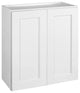 Wall Mount Storage Cabinet, Soft Closing Framed Door & Inner Shelves, White, 33"