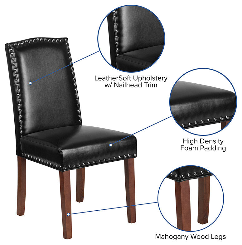 Black Leather Parsons Chair