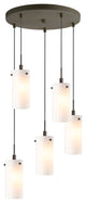 Tube Multi-Light Pendant Cluster, Bronze, Faux Opal Cylinder