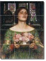 John Waterhouse Women Painting Ceramic Tile Mural #157, 28"x32"