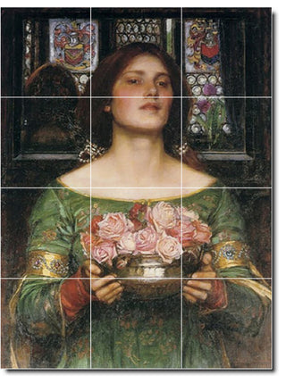 John Waterhouse Women Painting Ceramic Tile Mural #157, 28"x32"
