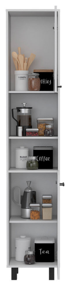 Sheffield Pantry Kitchen Cabinet, with Two Cabinets and Two Open Shelves - White