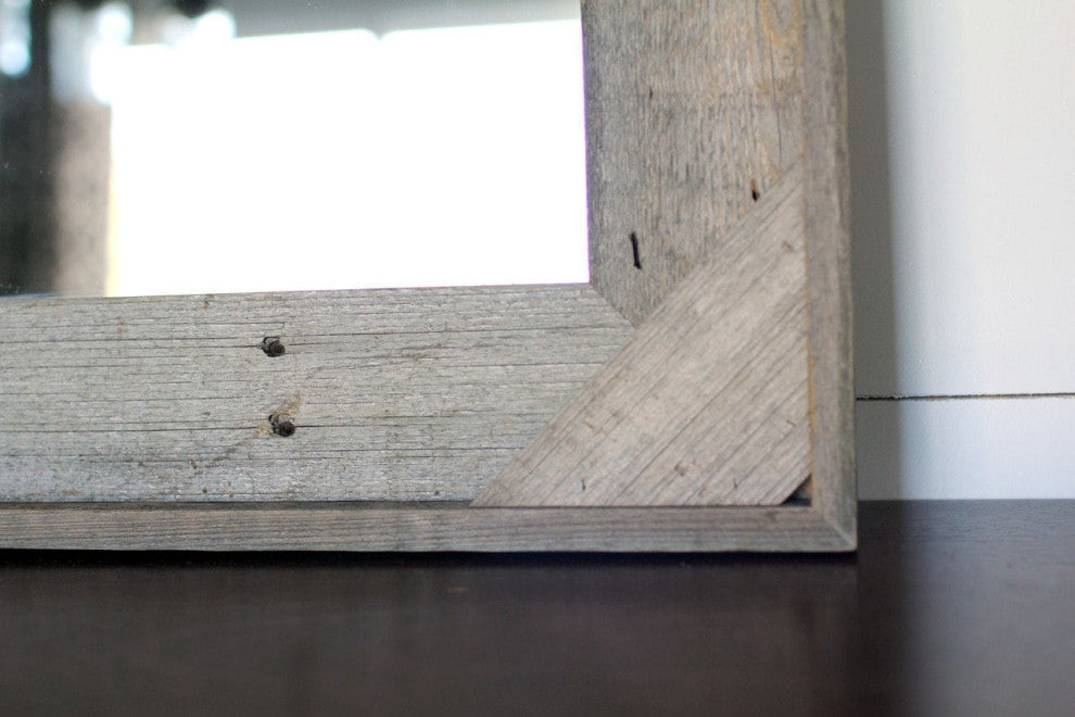 Rustic Mirror, Cornerblock Barnwood Style, 30"x42"