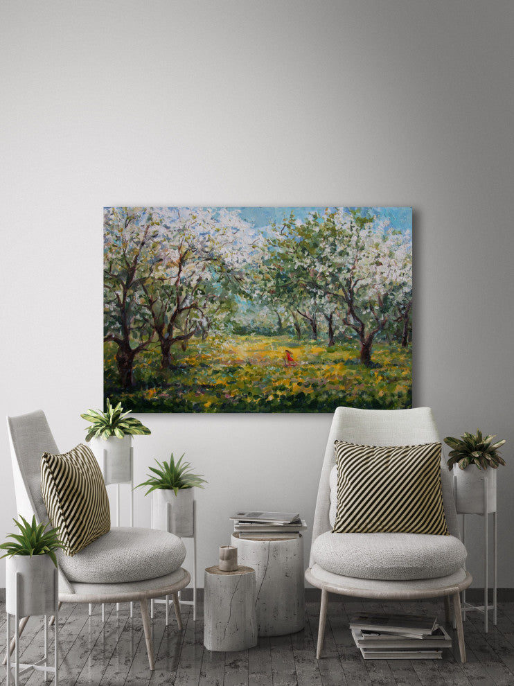 "Wildflower and Trees" Painting Print on Wrapped Canvas, 30x20