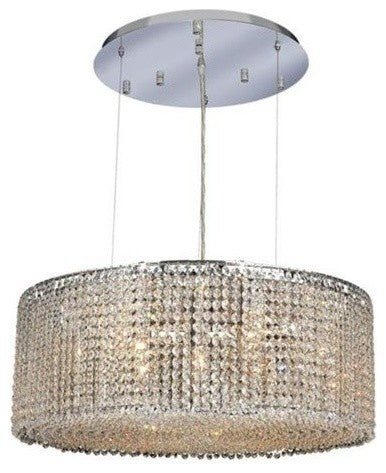 Elegant Moda Dining Room Light, Chrome Finish With Royal Cut Crystal
