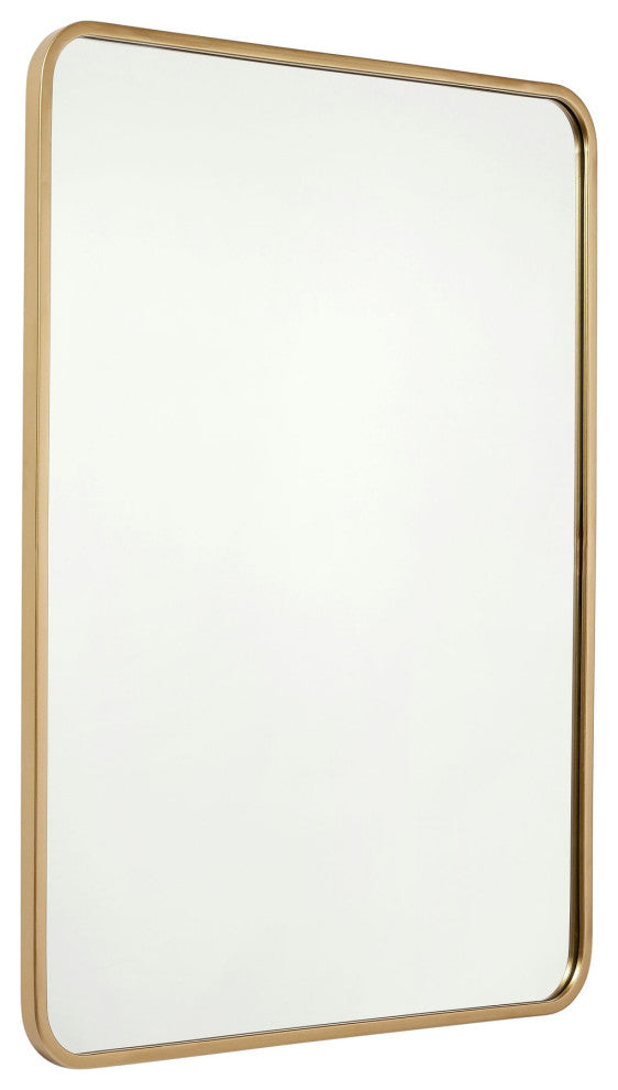 Jada Decorative Wall Mirror with Rounded Corners, Matte Gold, 40" X 30"