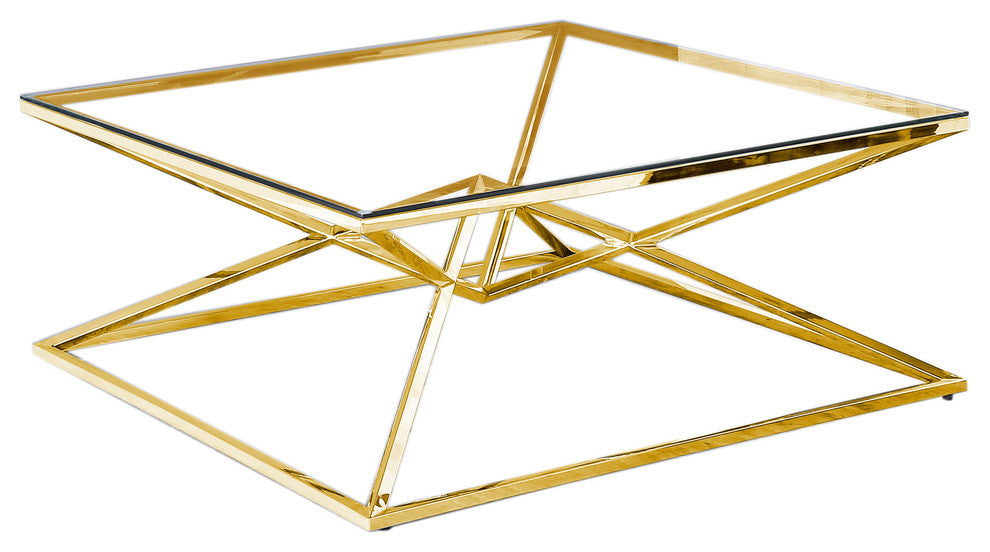 Clear Glass With Gold Plated Coffee Table