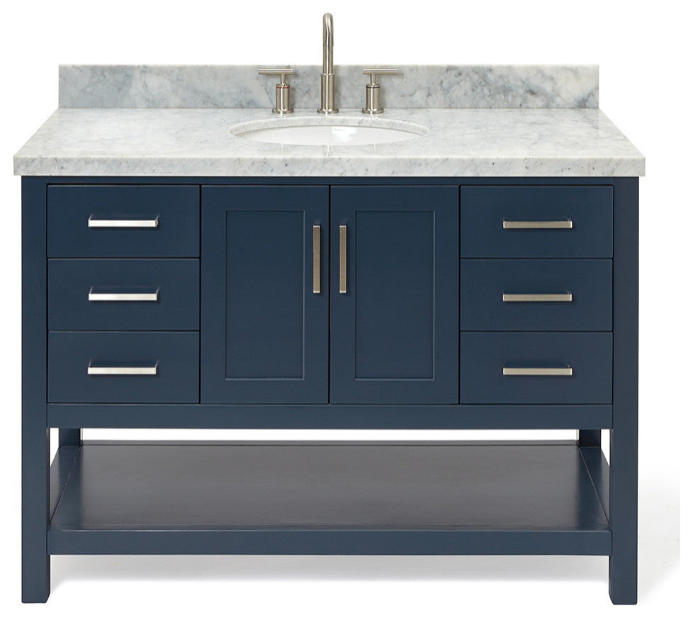 Ariel Magnolia 49" Oval Sink Bath Vanity Carrara Marble Gray