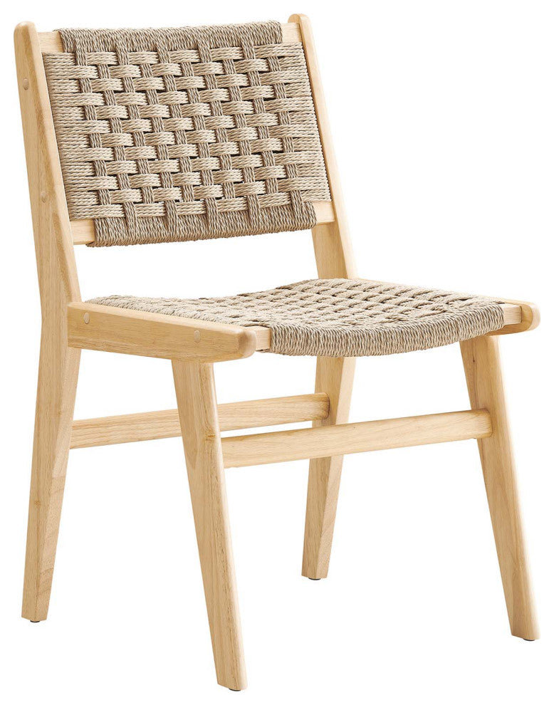 Saoirse Woven Rope Wood Dining Side Chair, Set of 2, Natural Natural