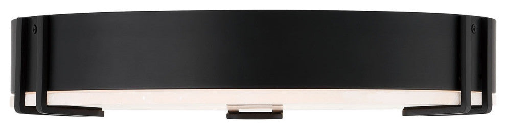Noga, Flush Mount , 16", Matte Black, Alabaster