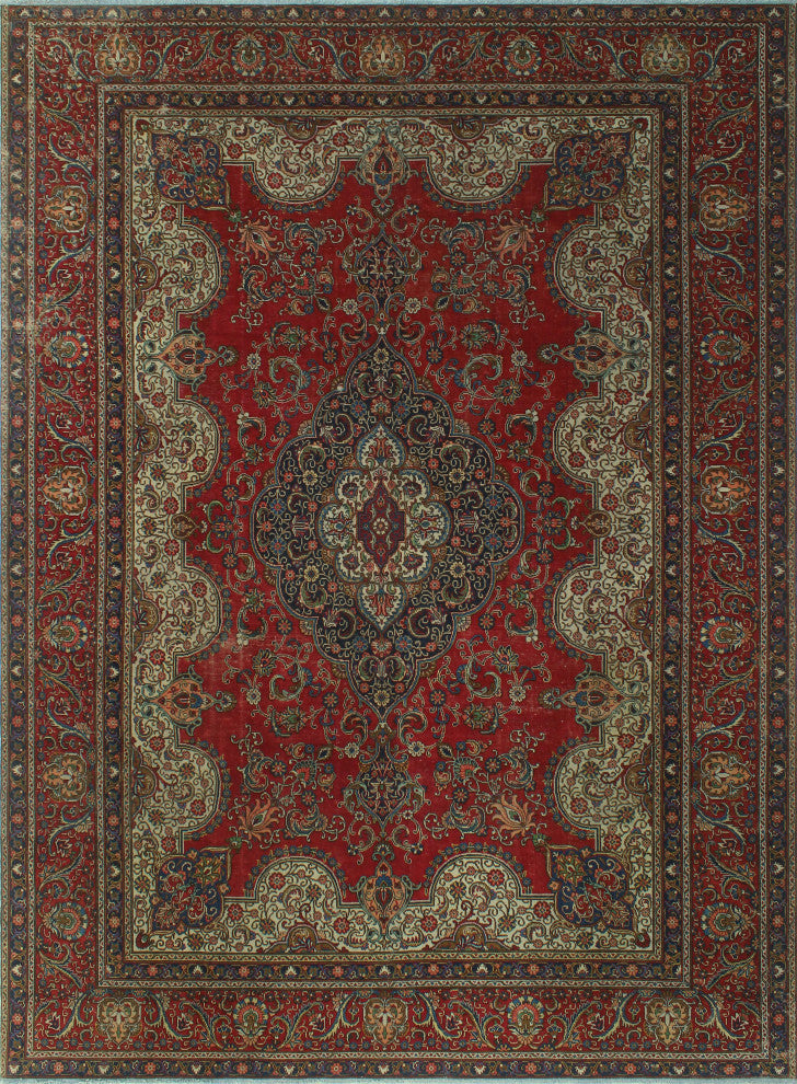 Fine Vintage Distressed Farangis Red Rug