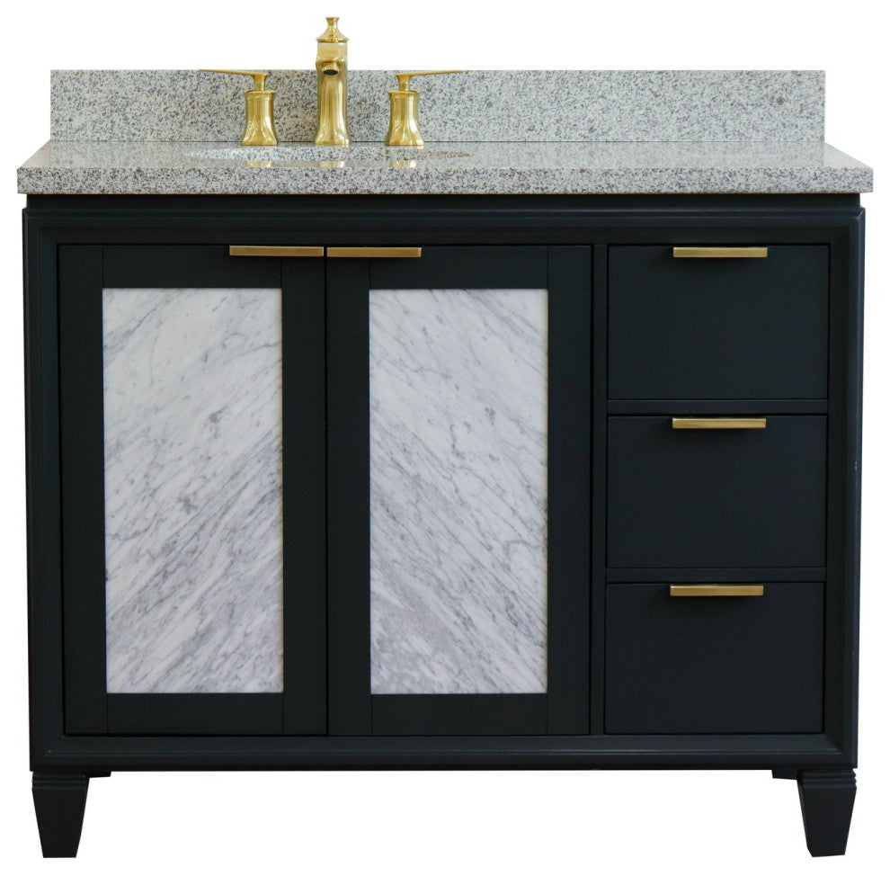 43" Single Vanity, Dark Gray Finish With Gray Granite