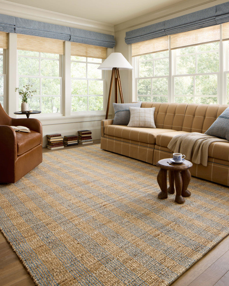 Chris Loves Julia x Loloi Judy Natural / Sky 2'-6" x 7'-6" Runner Rug