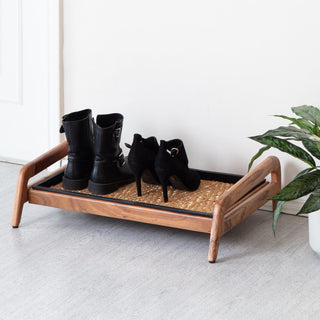 Single-Tier Natural Stand With 2-Pair Rubber Boot Tray Mersey