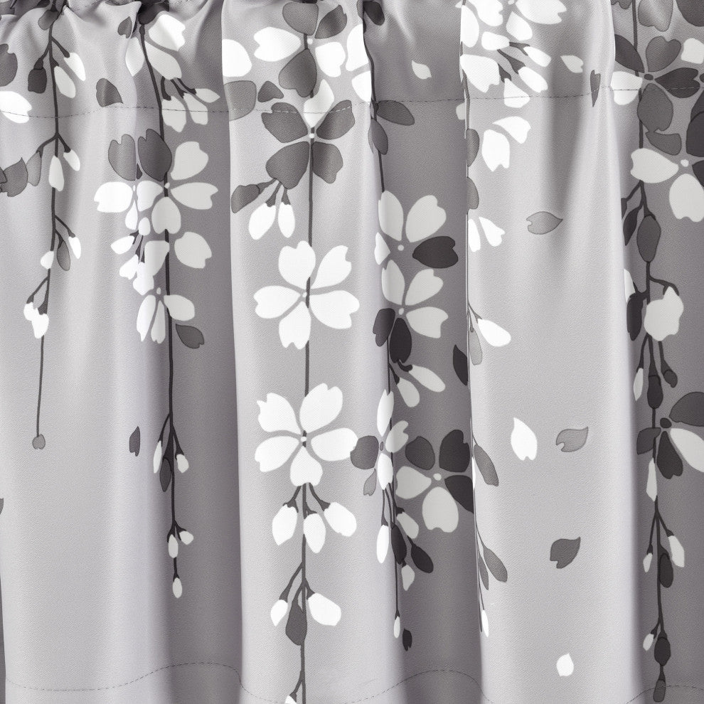 Weeping Flower Room Darkening Valance, Gray